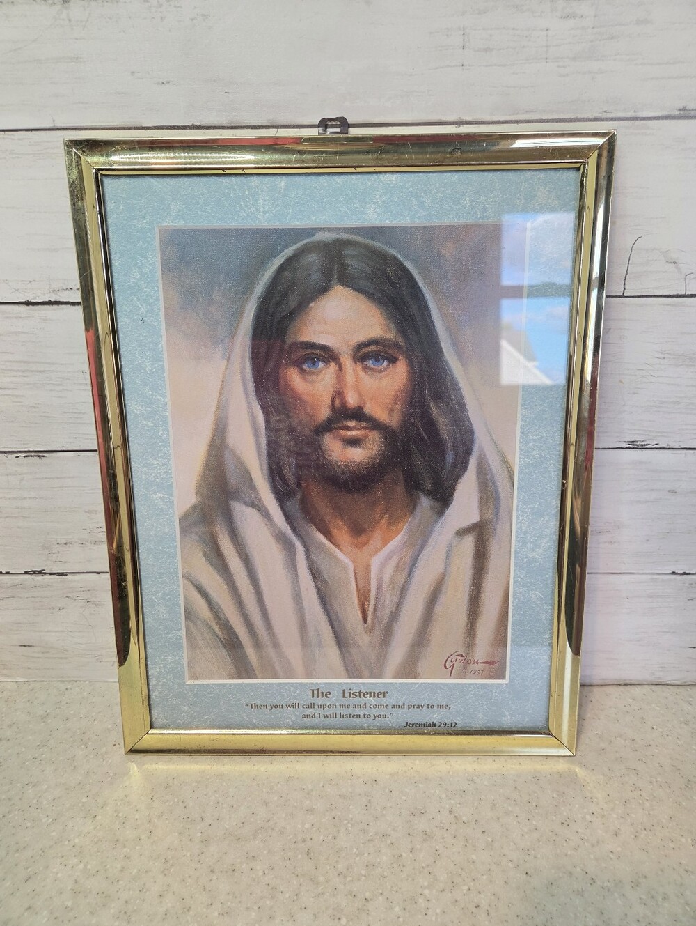 Vintage 1997 The Listener Jesus Christ Stanley Gordon Framed Print Jeremiah 29:1